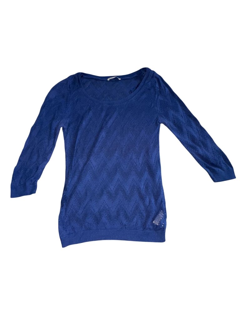 Stradivarius Womens Light Weight Open Knit Sweater-Blue-Size M-Guc